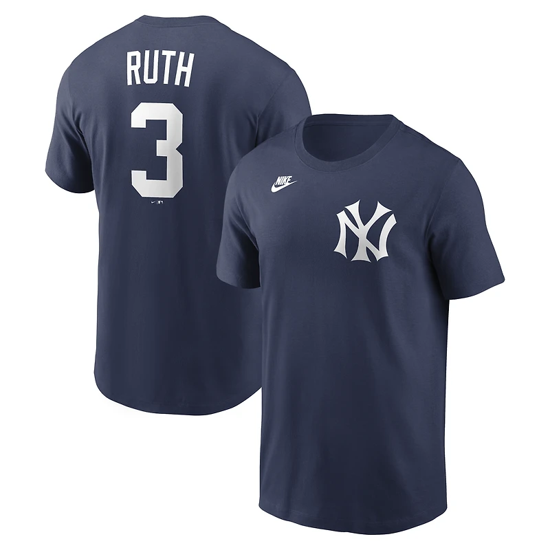 Men's Nike Babe Ruth Navy New York Yankees Cooperstown Collection Name & Number T-Shirt