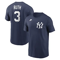 T-shirt homme Nike Babe Ruth bleu marine New York Yankees Cooperstown Collection avec nom et numéro