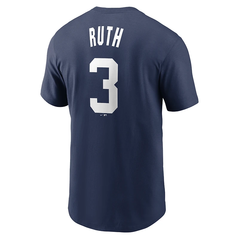 T-shirt avec nom et numéro Nike Babe Ruth pour hommes, bleu marine, New York Yankees Fuse