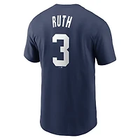 T-shirt avec nom et numéro Nike Babe Ruth pour hommes, bleu marine, New York Yankees Fuse