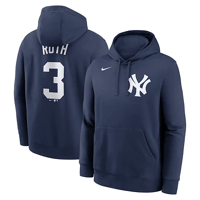 Men's Nike Babe Ruth Navy New York Yankees Retired Player Name & Number Club Pullover Hoodie