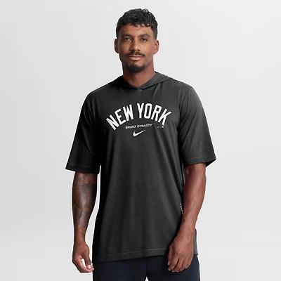T-shirt à capuche Nike pour homme, bleu marine, logo arqué des Yankees de New York, en mélange trois matières.