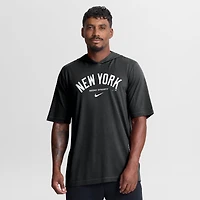 T-shirt à capuche Nike pour homme, bleu marine, logo arqué des Yankees de New York, en mélange trois matières.