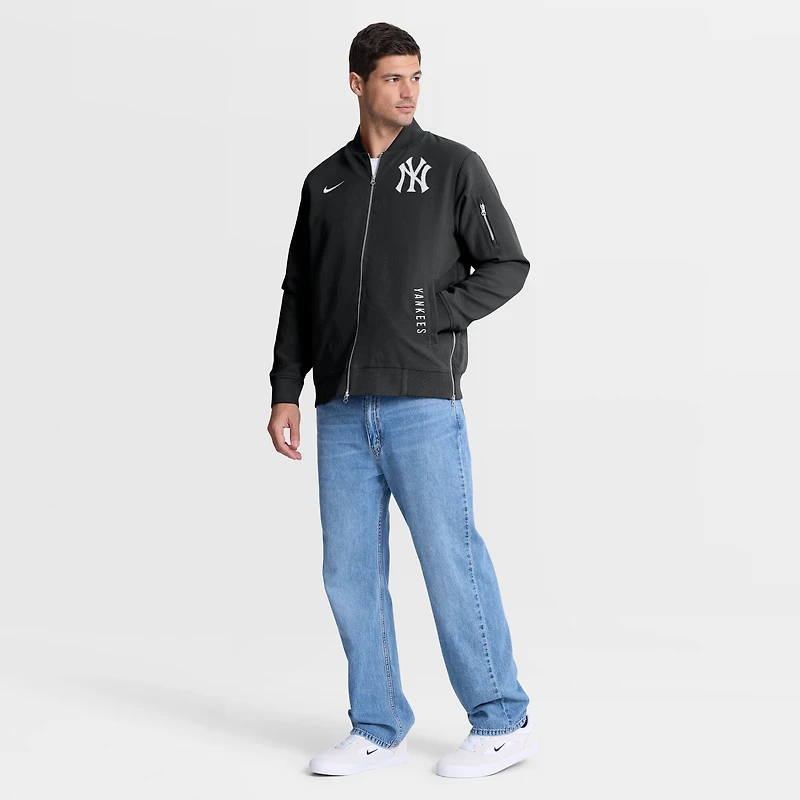 Men's Nike Navy/Gray New York Yankees Authentic Collection Dugout Relaxed Full-Zip Bomber Jacket