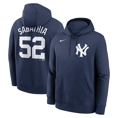 Sweat à capuche Nike CC Sabathia bleu marine pour homme, avec nom et numéro de joueur retraité des Yankees New York