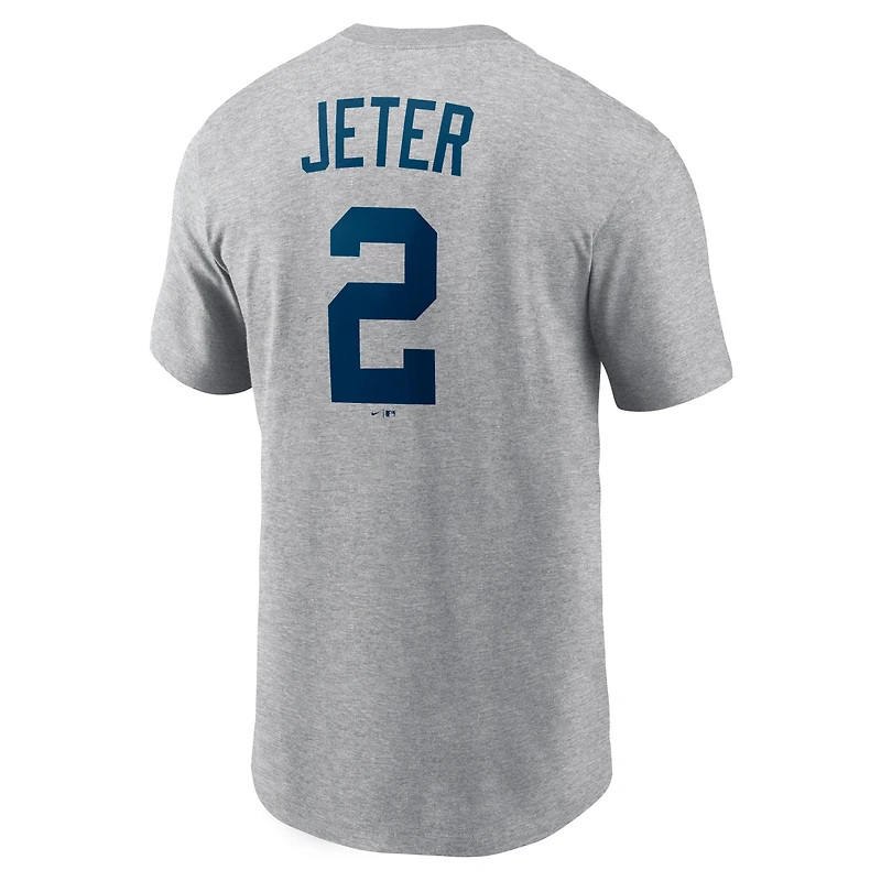 Men's Nike Derek Jeter Heather Gray New York Yankees Cooperstown Collection Name & Number T-Shirt