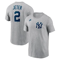 T-shirt Nike Derek Jeter Heather Gray New York Yankees Cooperstown Collection pour homme, nom et numéro