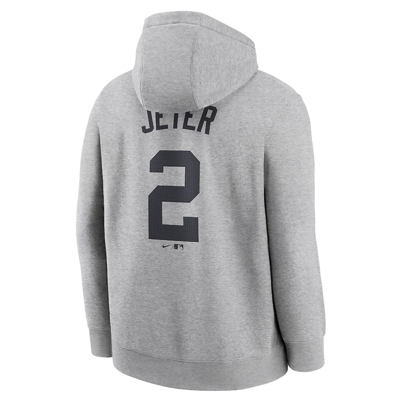 Sweat à capuche Nike Derek Jeter gris chiné pour homme, avec nom et numéro du joueur des Yankees de New York
