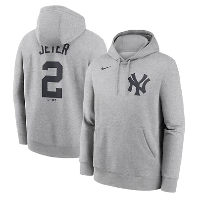 Sweat à capuche Nike Derek Jeter gris chiné pour homme, avec nom et numéro du joueur des Yankees de New York