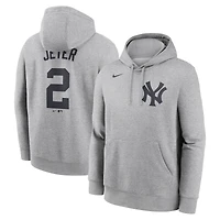 Sweat à capuche Nike Derek Jeter gris chiné pour homme, avec nom et numéro du joueur des Yankees de New York