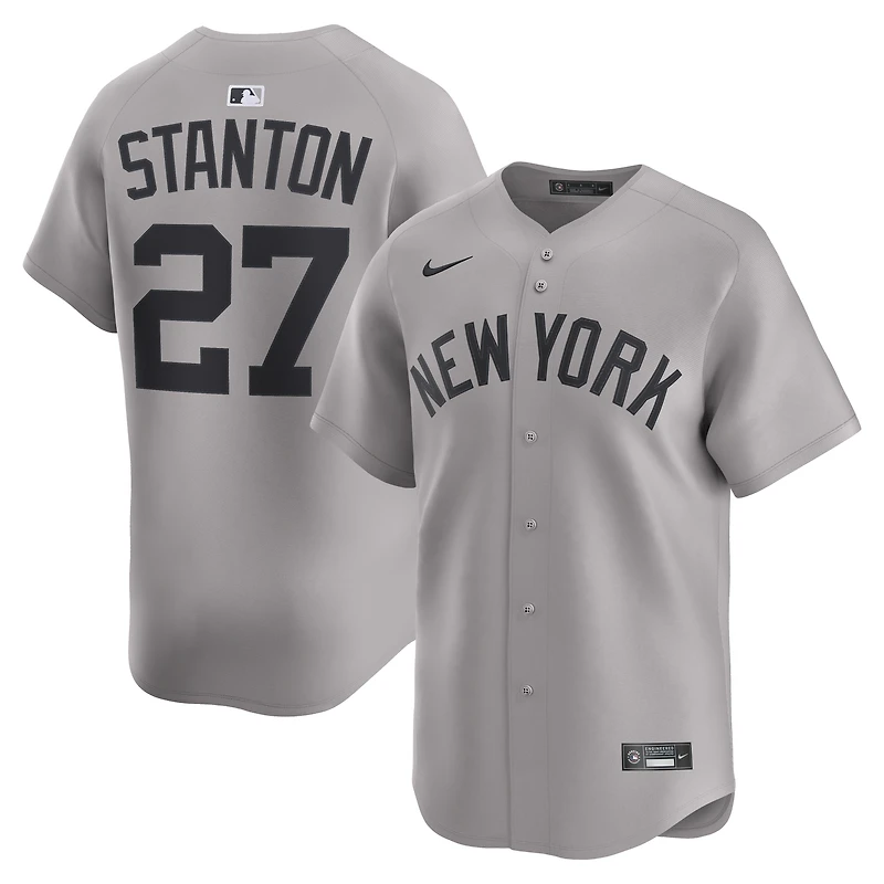 Maillot Nike Giancarlo Stanton gris pour homme, édition limitée, des Yankees de New York