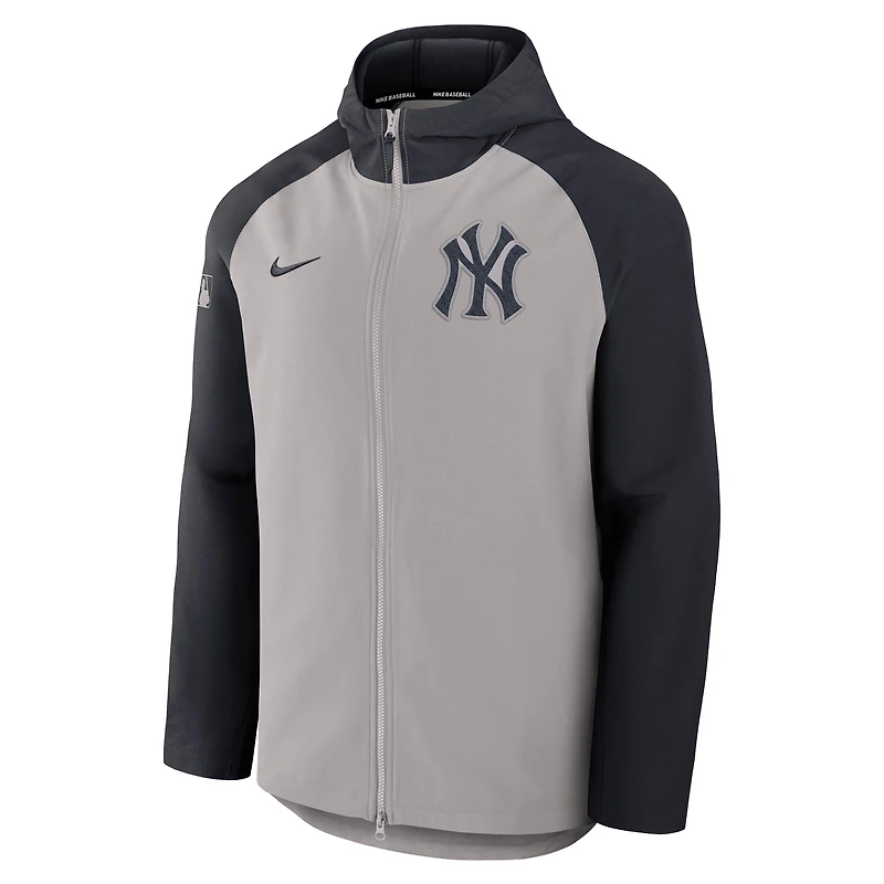 Men's Nike Gray/Navy New York Yankees Authentic Collection Performance Raglan Full-Zip Jacket