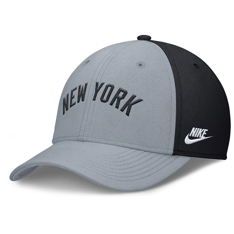 Casquette Nike Performance Flex grise/bleu marine New York Yankees Rise Swoosh pour homme