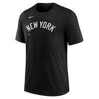Men's Nike Heather Black New York Yankees Wordmark Tri-Blend T-Shirt