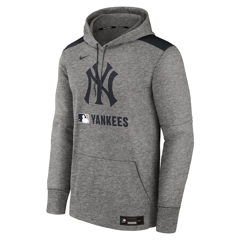 Men's Nike Heather Charcoal New York Yankees Authentic Collection Performance Pullover Hoodie