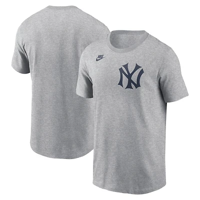 Men's Nike Heather Charcoal New York Yankees Cooperstown Collection Logo T-Shirt