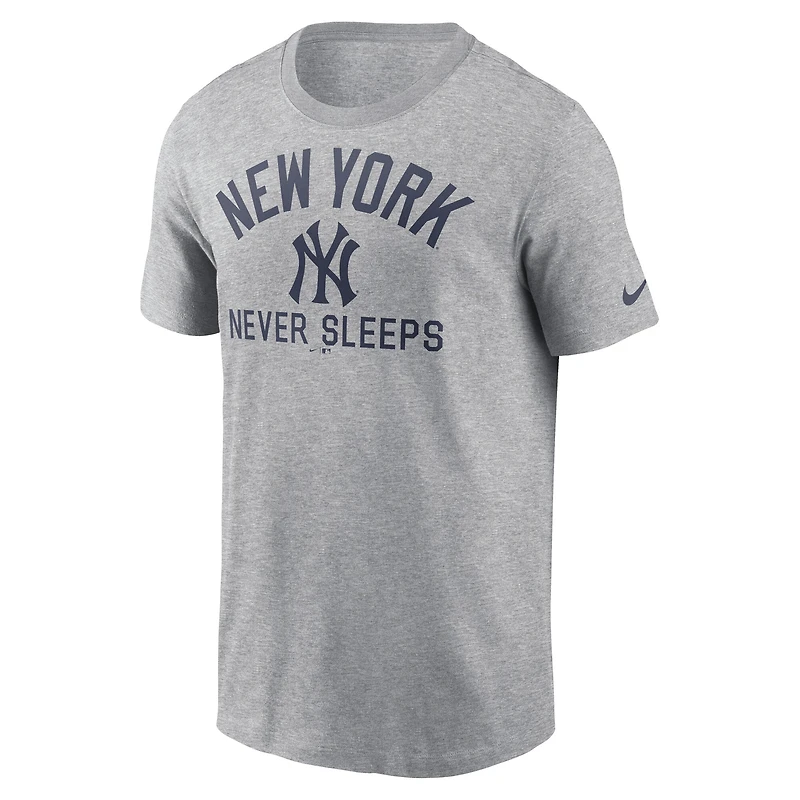 Men's Nike Heather Gray New York Yankees Never Sleeps Tri-Blend T-Shirt