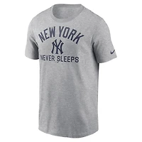 Men's Nike Heather Gray New York Yankees Never Sleeps Tri-Blend T-Shirt