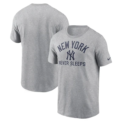 Men's Nike Heather Gray New York Yankees Never Sleeps Tri-Blend T-Shirt