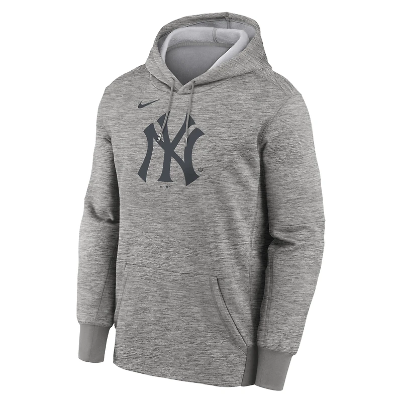 Men's Nike Heather Gray New York Yankees Primary Logo Therma Hoodie