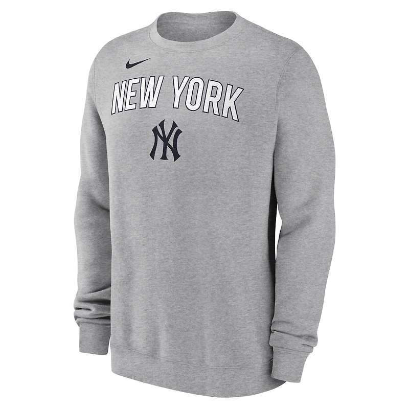 Men's Nike Heather Gray New York Yankees Pullover Sweatshirt