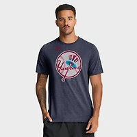 Men's Nike Heather Navy New York Yankees Cooperstown Logo Tri-Blend T-Shirt