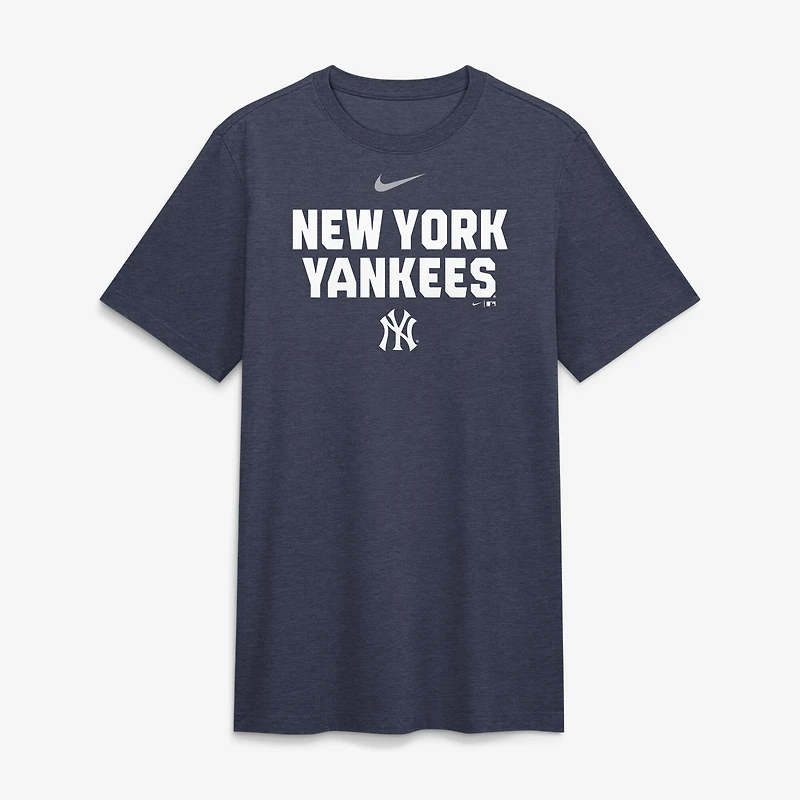 Men's Nike Heather Navy New York Yankees Stacked Tri-Blend T-Shirt