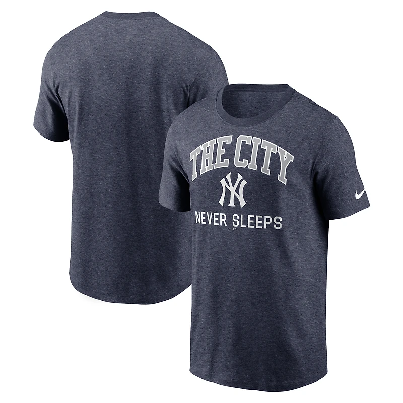 Men's Nike Heather Navy New York Yankees The City Never Sleeps Tri-Blend T-Shirt