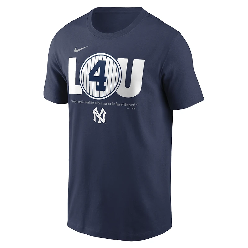 T-shirt Nike Lou Gehrig pour hommes, bleu marine, New York Yankees, collection Cooperstown, Day Retired Number