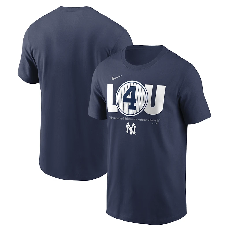 T-shirt Nike Lou Gehrig pour hommes, bleu marine, New York Yankees, collection Cooperstown, Day Retired Number