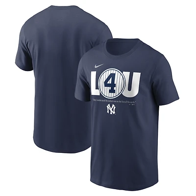 T-shirt Nike Lou Gehrig pour hommes, bleu marine, New York Yankees, collection Cooperstown, Day Retired Number