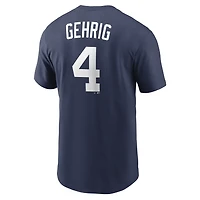 T-shirt homme Nike Lou Gehrig bleu marine New York Yankees Cooperstown Collection avec nom et numéro