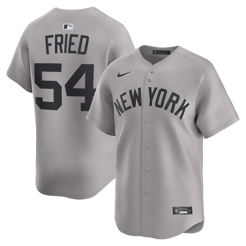Men's Nike Max Fried Gray New York Yankees Road Limited Player Jersey