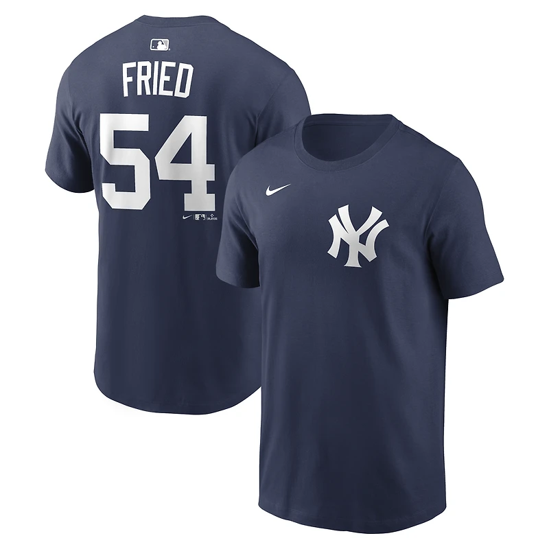 Men's Nike Max Fried Navy New York Yankees Home Name & Number T-Shirt