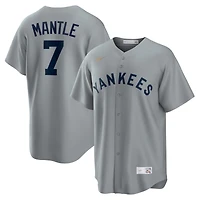 Maillot de joueur Nike Mickey Mantle gris New York Yankees Road Cooperstown Collection pour homme