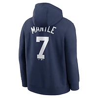 Sweat à capuche Nike Mickey Mantle bleu marine pour homme, avec nom et numéro de joueur retraité des Yankees New York