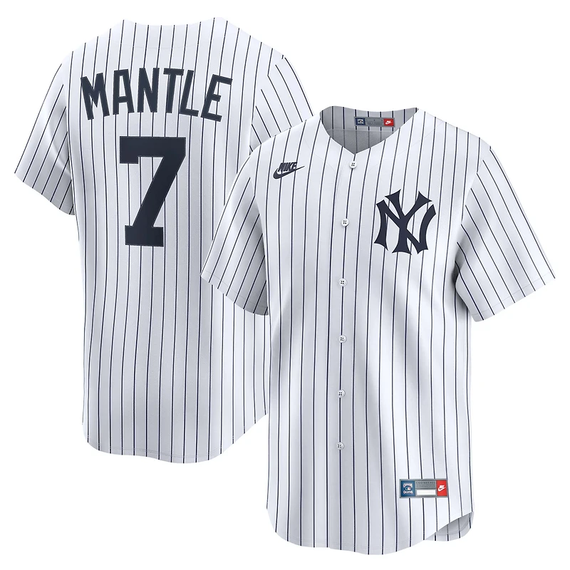 Men's Nike Mickey Mantle White New York Yankees Throwback Cooperstown Collection Limited Jersey
