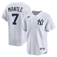 Maillot Nike Mickey Mantle blanc pour homme, collection limitée New York Yankees, modèle rétro Cooperstown