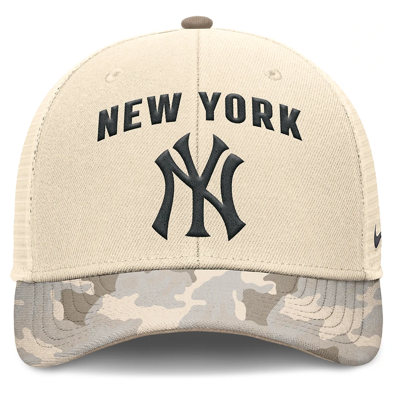 Men's Nike Natural New York Yankees Camo Natural Pack Rise Adjustable Trucker Hat