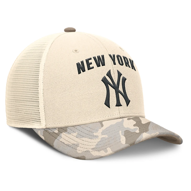 Men's Nike Natural New York Yankees Camo Natural Pack Rise Adjustable Trucker Hat