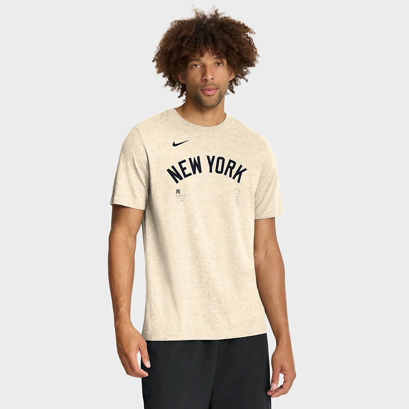 Men's Nike Natural New York Yankees Wordmark Tri-Blend T-Shirt