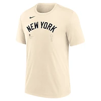 T-shirt Nike Natural New York Yankees Wordmark Tri-Blend pour homme