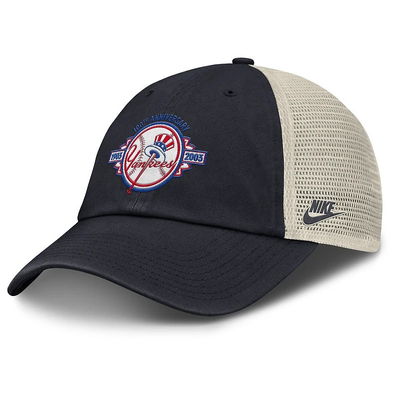 Casquette ajustable Nike Cooperstown Collection Club Trucker pour homme, bleu marine/naturel, des Yankees de New York