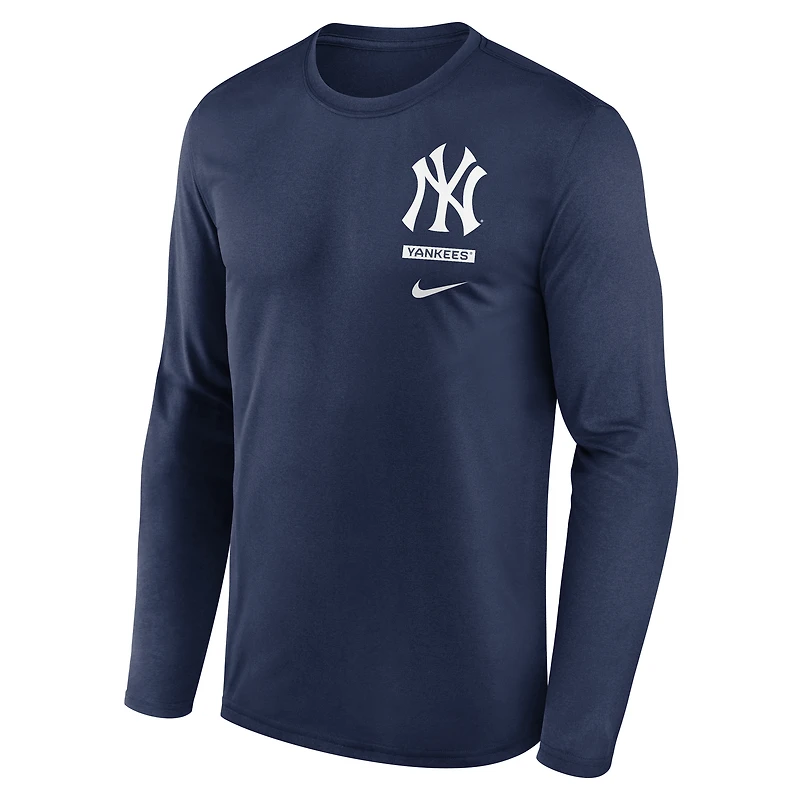 Men's Nike Navy New York Yankees 2-Hit Legend Dri-FIT Long Sleeve T-Shirt