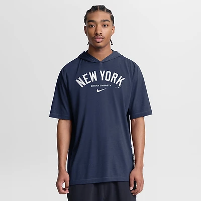 Men's Nike Navy New York Yankees Arched Wordmark Tri-Blend Hooded T-Shirt