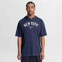 Men's Nike Navy New York Yankees Arched Wordmark Tri-Blend Hooded T-Shirt