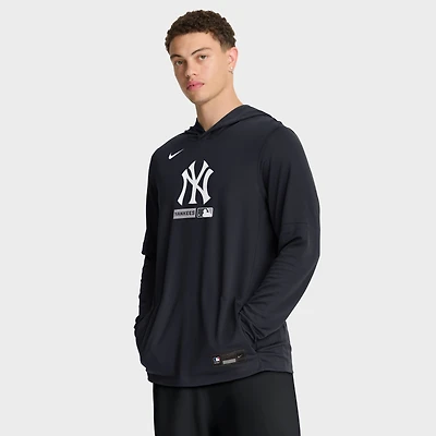 T-shirt à capuche manches longues Nike bleu marine New York Yankees Authentic Collection Dri-FIT pour homme