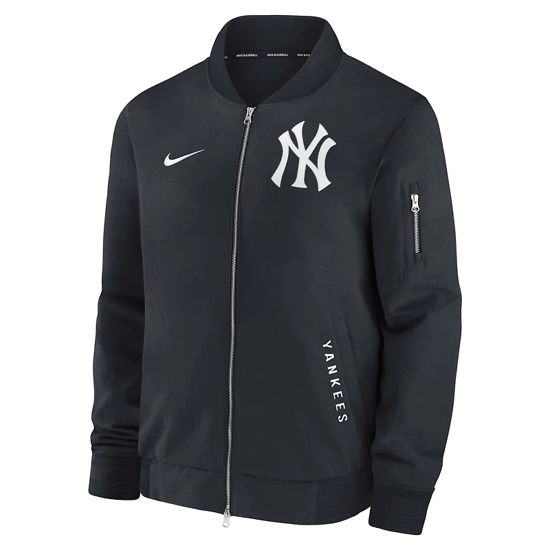Veste aviateur Nike bleu marine New York Yankees Authentic Collection Dugout décontractée entièrement zippée pour homme