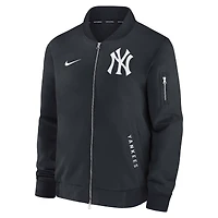 Veste aviateur Nike bleu marine New York Yankees Authentic Collection Dugout décontractée entièrement zippée pour homme