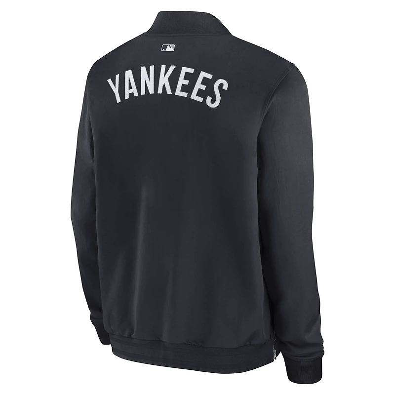 Veste aviateur Nike bleu marine New York Yankees Authentic Collection Dugout décontractée entièrement zippée pour homme
